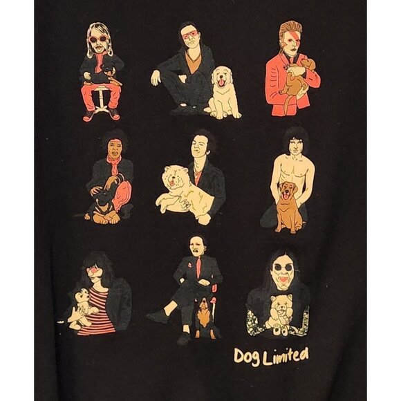 DOGS LIMITED ROCKERS WITH PUPPIES Black Hoodie Ozzie Bowie‎ Bono Sz Large EUC - Picture 6 of 15